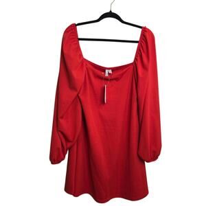 ASOS Womens Red Poplin Long Sleeve Mini Dress SZ 12 Vamp Festival Event NWT